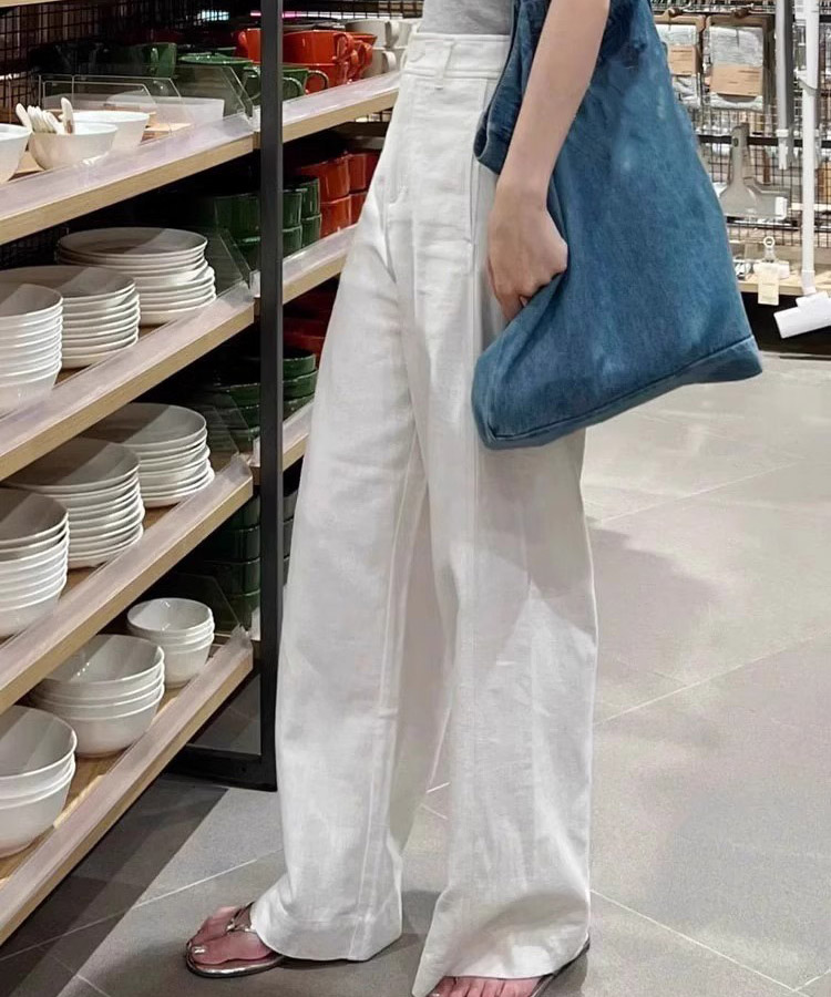 楽天市場】ワイドパンツ レディース パンツ ロング 白 夏 韓国 ハイ