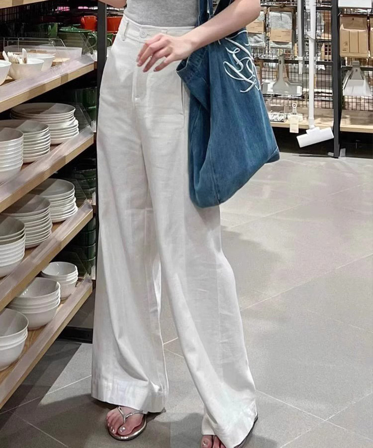 楽天市場】ワイドパンツ レディース パンツ ロング 白 夏 韓国 ハイ