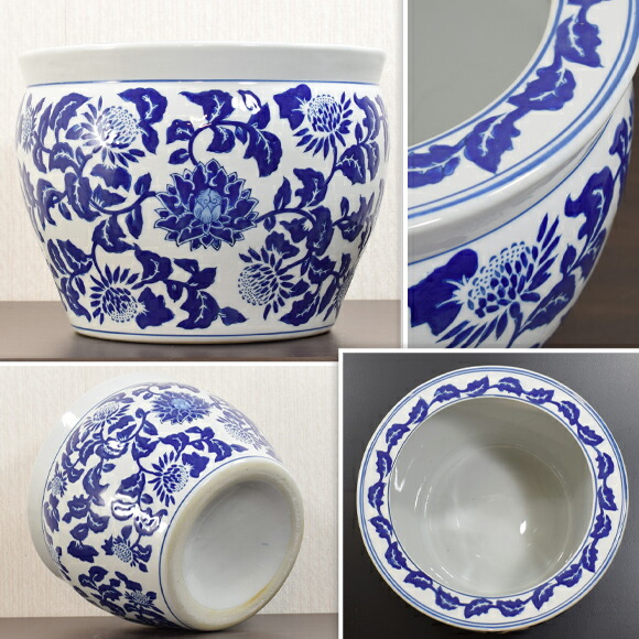 楽天市場】青白陶器草花小鉢 洋蓮 鉢カバー 水鉢 睡蓮鉢 金魚鉢 植木鉢