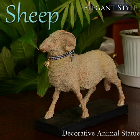 楽天市場】Sheep リボンをつけたヒツジの置物 羊 アンティーク 雑貨