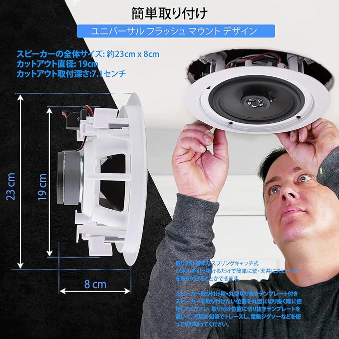 楽天市場】PYLE 2WAY 6.5インチ シーリングスピーカー PDIC1661RD 200