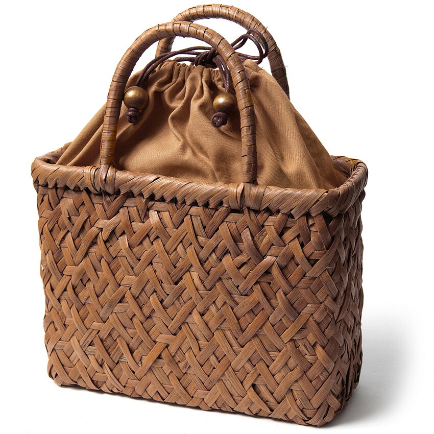 楽天市場】【10%OFFクーポン配布中】山葡萄 籠バッグ 柿渋染め 巾着