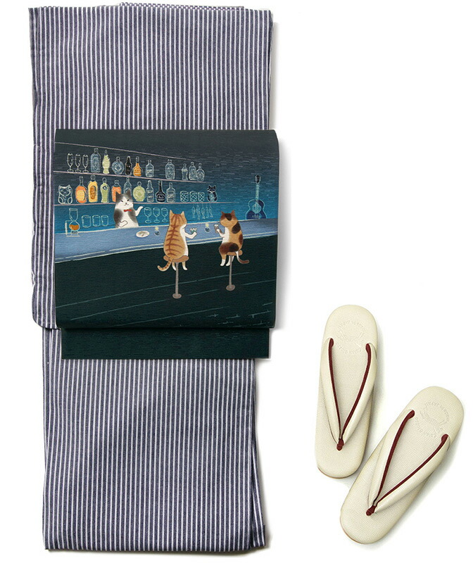 楽天市場】【10%OFFクーポン配布中】京袋帯 WAKKA ねこ酒Bar ネイビー