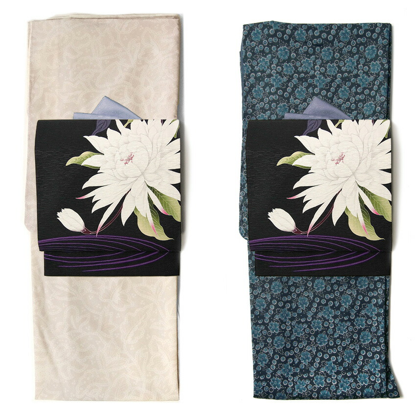 楽天市場】京袋帯 WAKKA 月下美人 黒 白 グレー 花 モダン 正絹 お太鼓