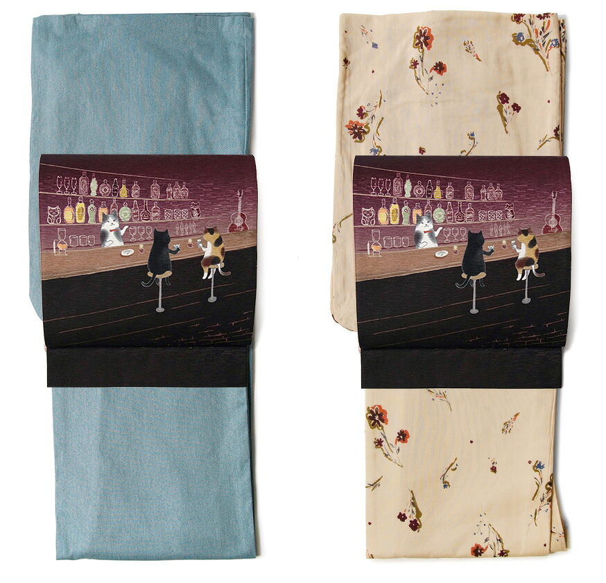 楽天市場】【10%OFFクーポン配布中】京袋帯 WAKKA ねこ酒Bar ボルドー