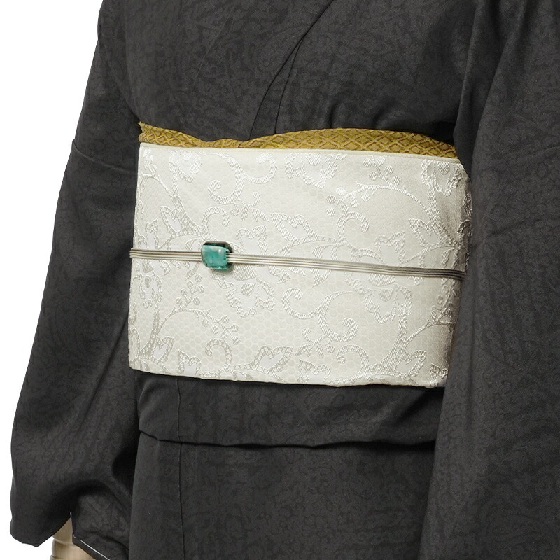 楽天市場】兵児帯 ジャガード 花南天 ブラウン オフホワイト ブラック