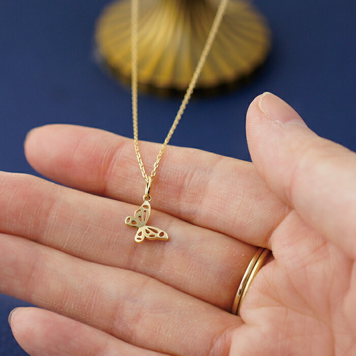 楽天市場】k18 ゴールド ネックレス バタフライ 蝶 18金 お守り