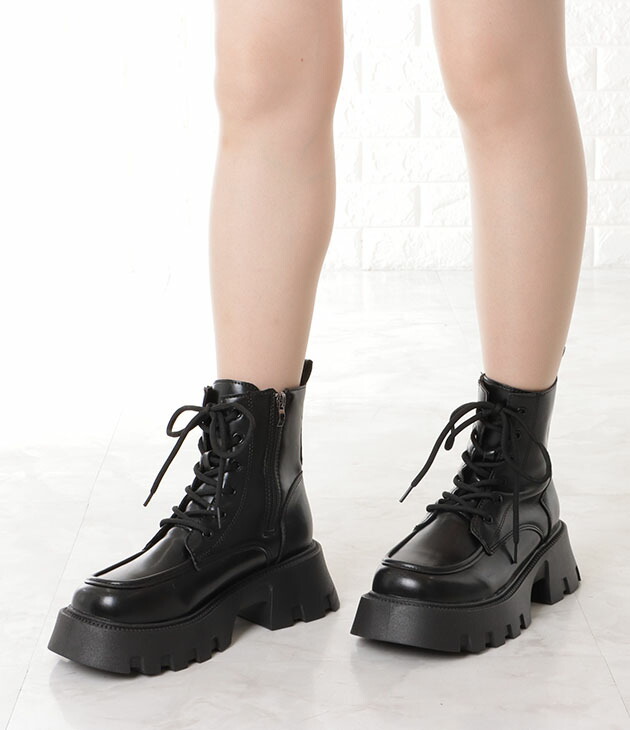 楽天市場】厚底レースアップドレッシーショートブーツ 女性 レディース