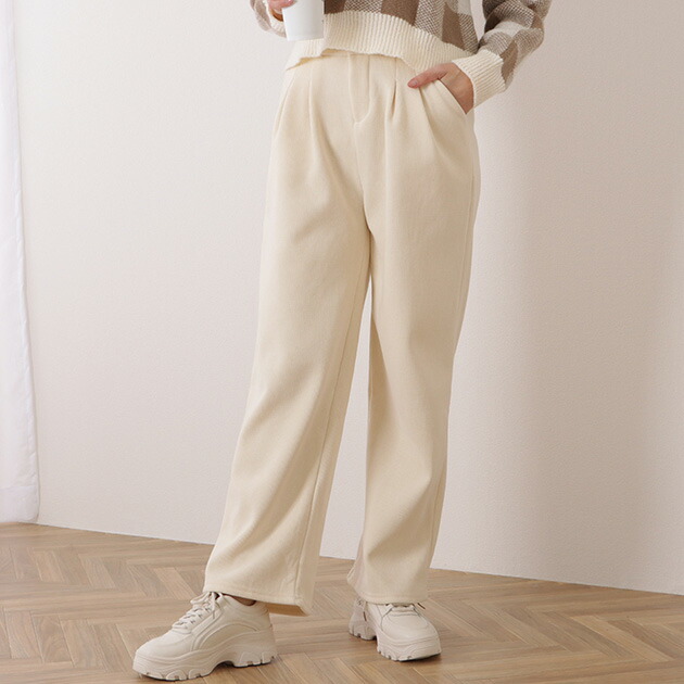 楽天市場】ハイウエストダブルボタンタックワイドパンツ 女性