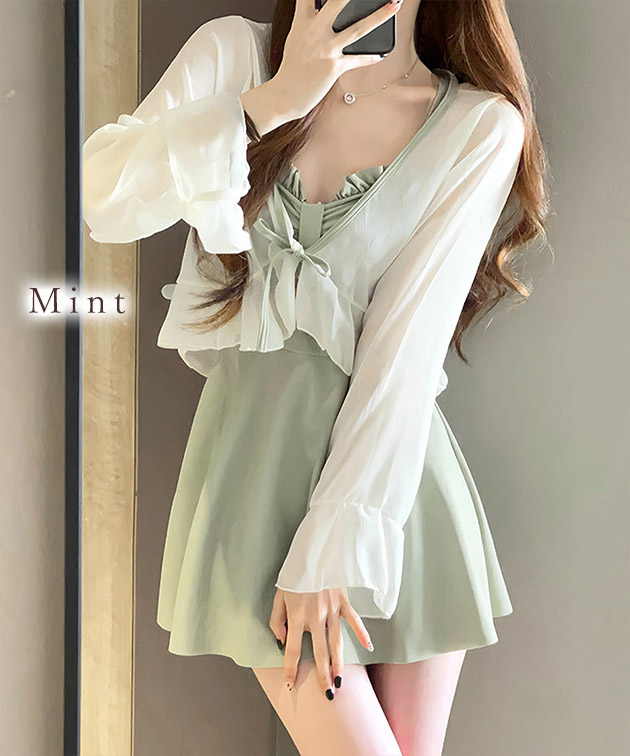 楽天市場】【2点セット】シアー ボレロ付き ワンピース スイムウエア