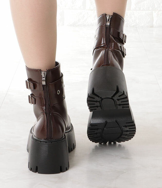 楽天市場】ダブルベルトレースアップトラックブーツ 女性 レディース