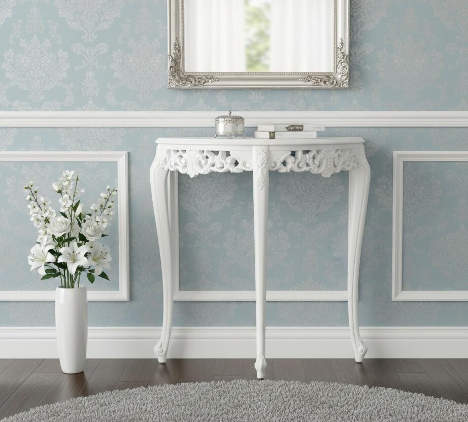 楽天市場】ロココ調 コンソールテーブル ホワイト 白 木製 猫脚 サイド