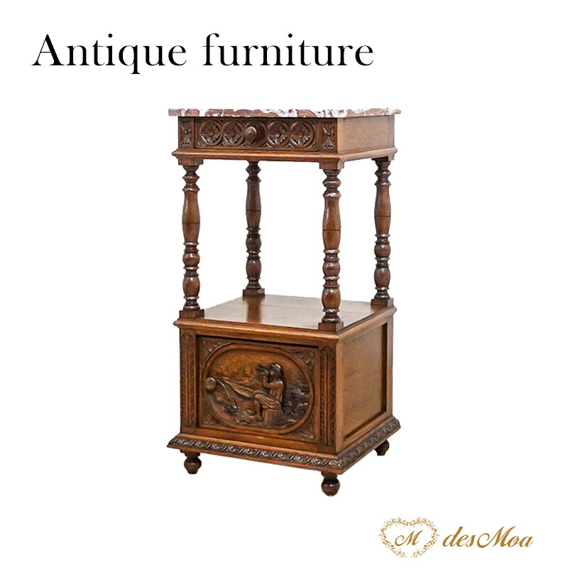 楽天市場】アンティーク 家具 ナイトテーブル サイドテーブル 大理石天