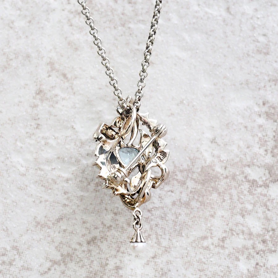 楽天市場】【碌山】 シルバー ブルートパーズ アールヌーボーブローチ