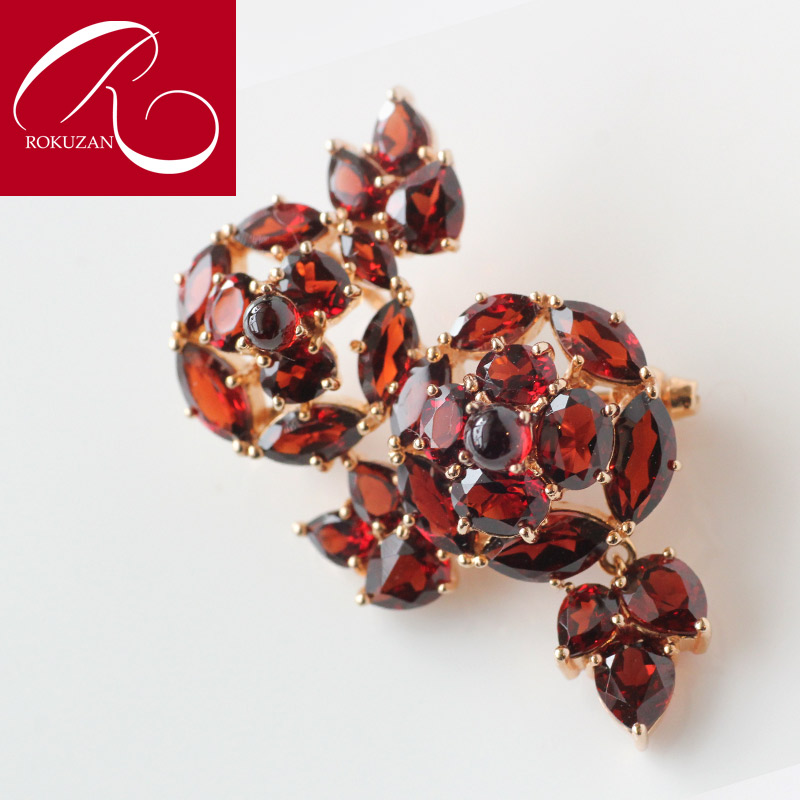楽天市場】【碌山】 シルバー ガーネット ローズ ブローチ シルバー925