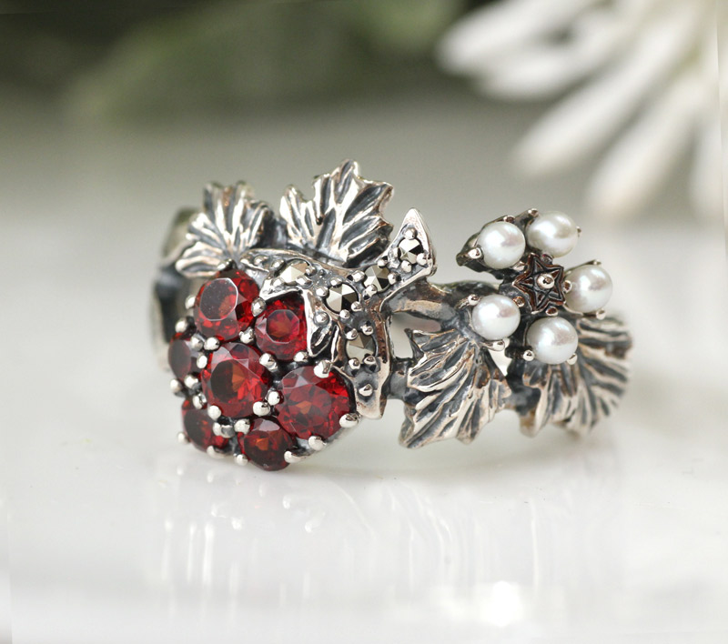 楽天市場】【碌山】 シルバーいちごガーネット シルバー リング シード