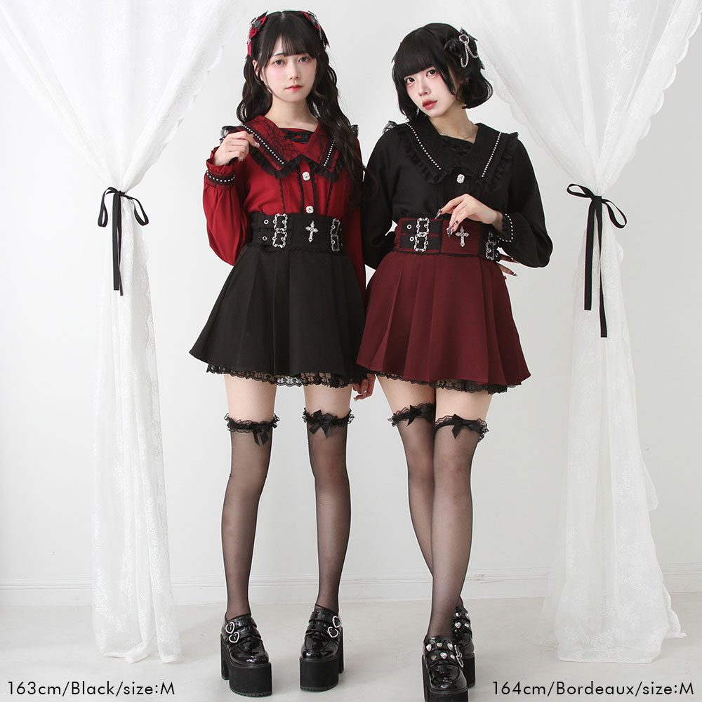 楽天市場】十字架チャームレースフリルプリーツスカート : 夢展望