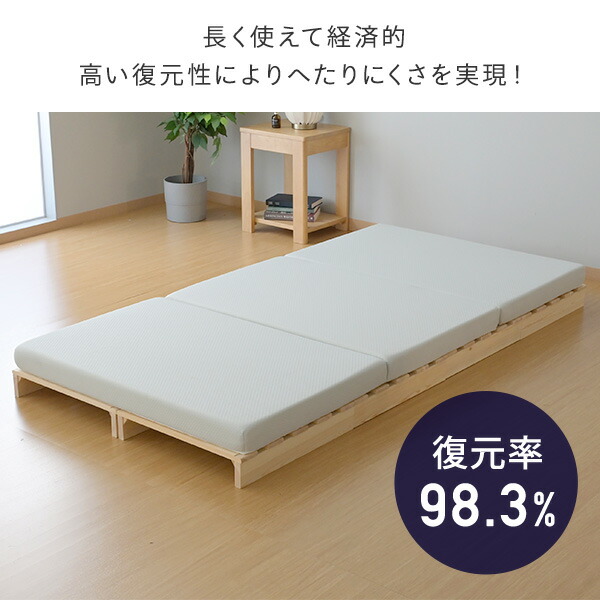 楽天市場】マットレス 高反発 高弾性 三つ折り シングル 幅97 奥行195