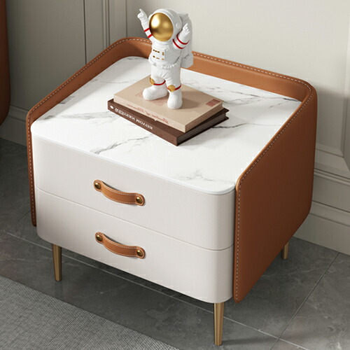 楽天市場】ナイトテーブル サイドテーブル 幅50cm 2段 PUレザー 革