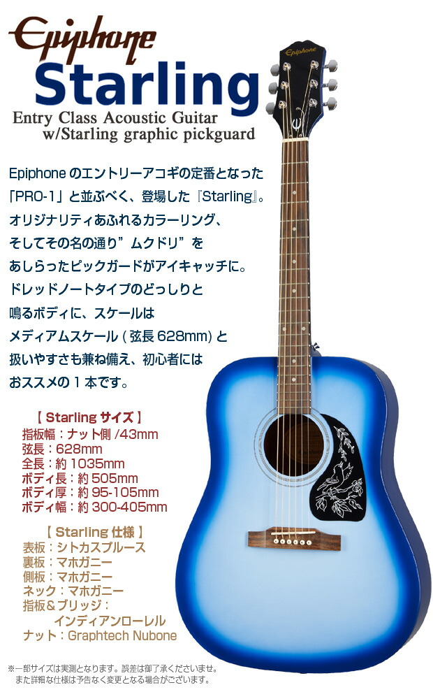 楽天市場】エピフォン アコースティックギター Epiphone Starling