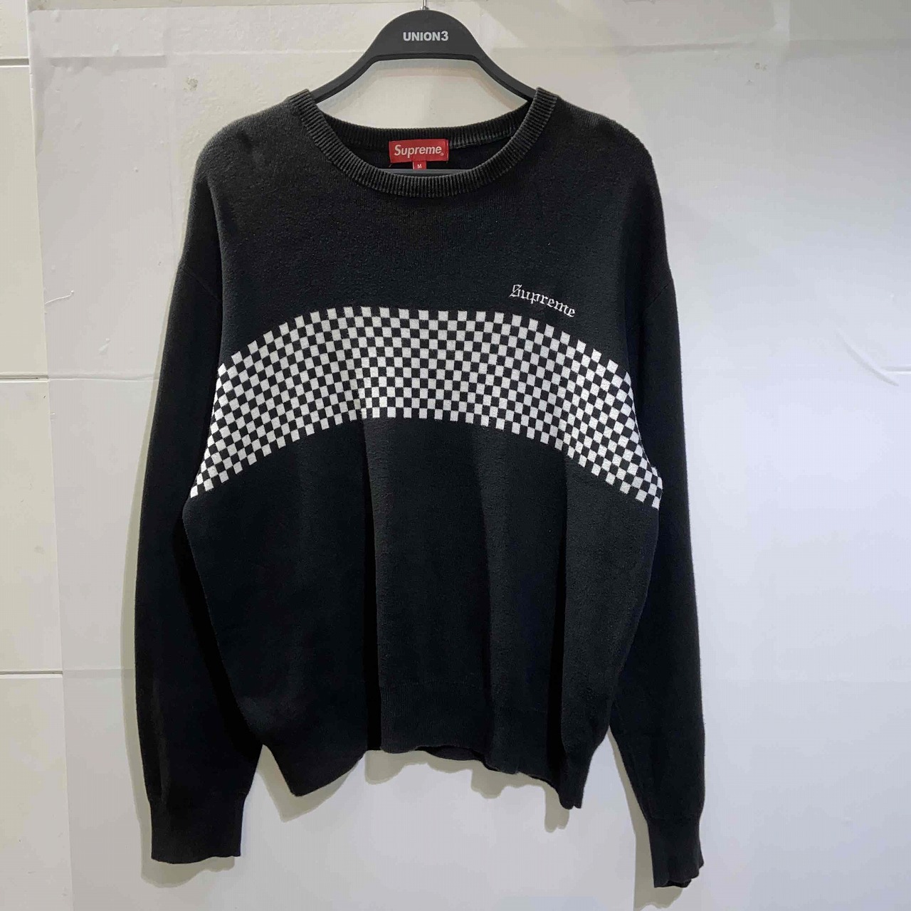 楽天市場】Supreme 18ss Checkered Panel Crewneck Sweater Size-M