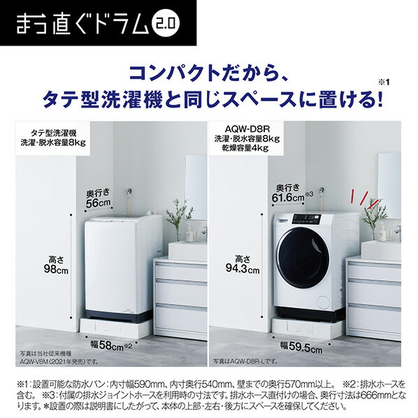 楽天市場】AQUA 【左開き】ドラム式洗濯乾燥機 まっ直ぐドラム 2.0