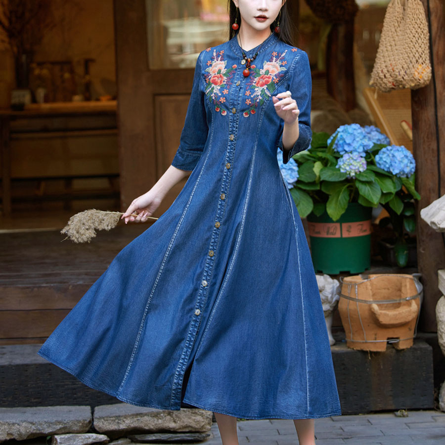 楽天市場】一部即納 秋 ガウンワンピース レディース 刺繍 ロング