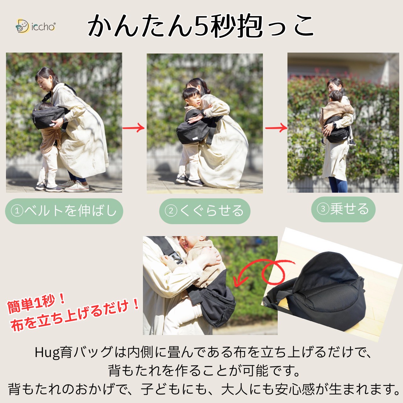 楽天市場】Hug育 バッグ DDiccho 公式 抱っこができる ショルダー