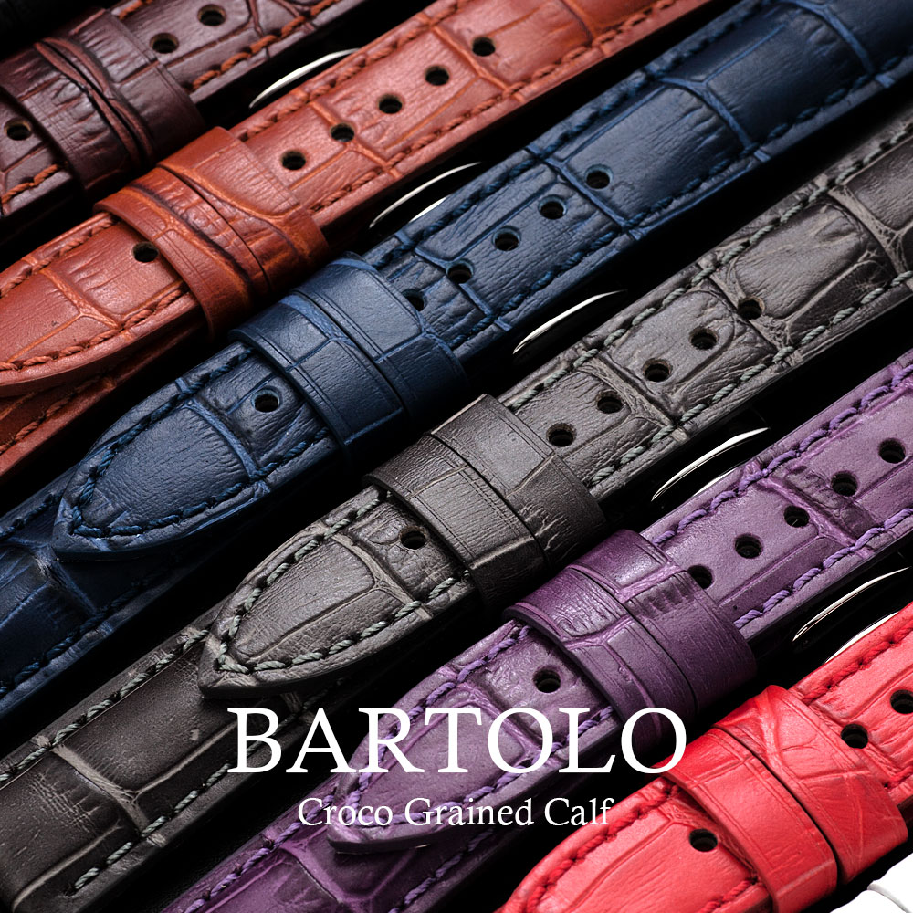 1030#18mm-16mmミッドナイトブルー☆スイス製☆本物クロコダイルベルト