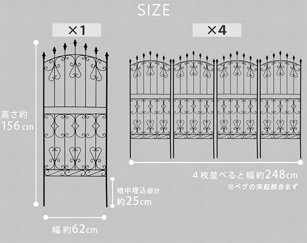 楽天市場】[送料無料]アイアンローズフェンス150 ロータイプ ダーク