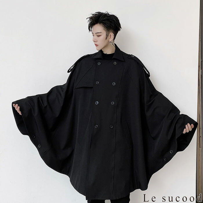 楽天市場】【Le sucood】 ダブルポンチョコート ダブルブレストコート