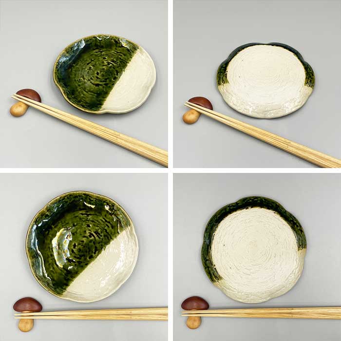 楽天市場】【萌えみどり】丸波織部塗分け皿 15cm 日本製 国産 瀬戸焼