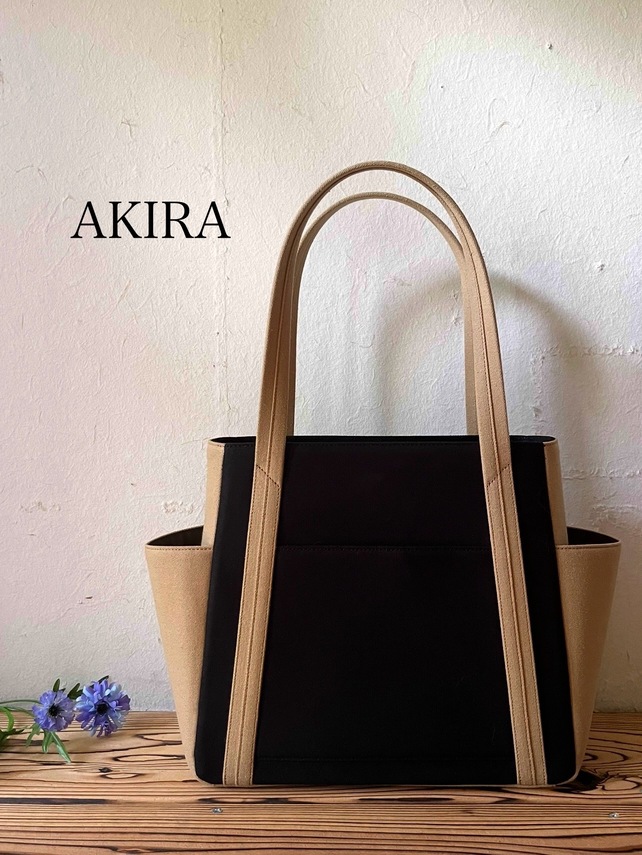 ACHACO トートバッグ ハンドメイド ブラック ゴールド【新品デニム