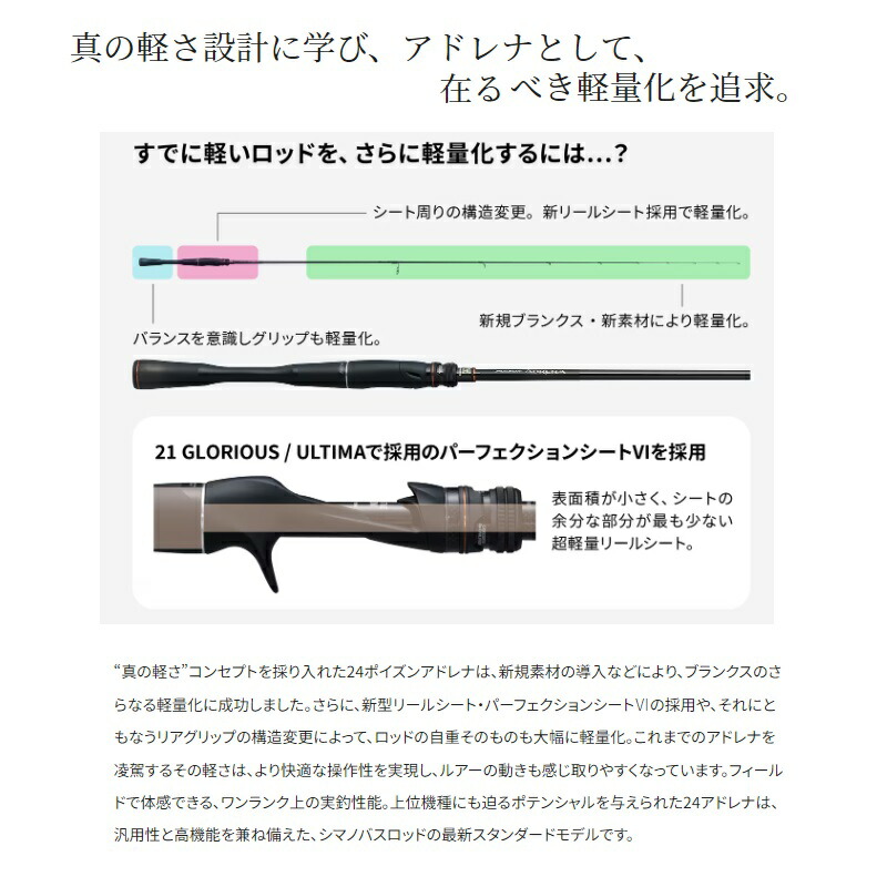 楽天市場】シマノ 24ポイズンアドレナ 266L-2 / バス スピニング