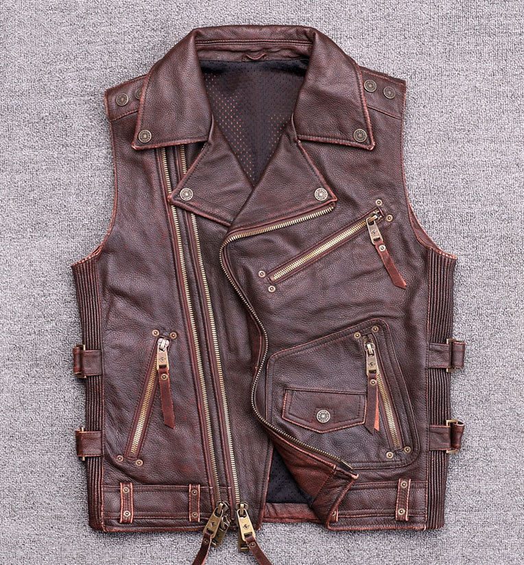 楽天市場】本革ベスト レザーベスト メンズ 牛革 ダブルライダース