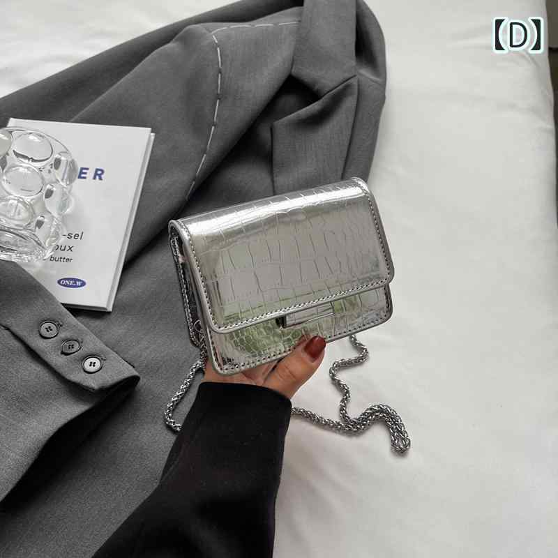 楽天市場】ショルダーバッグ チェーン シルバー 横長 レディース