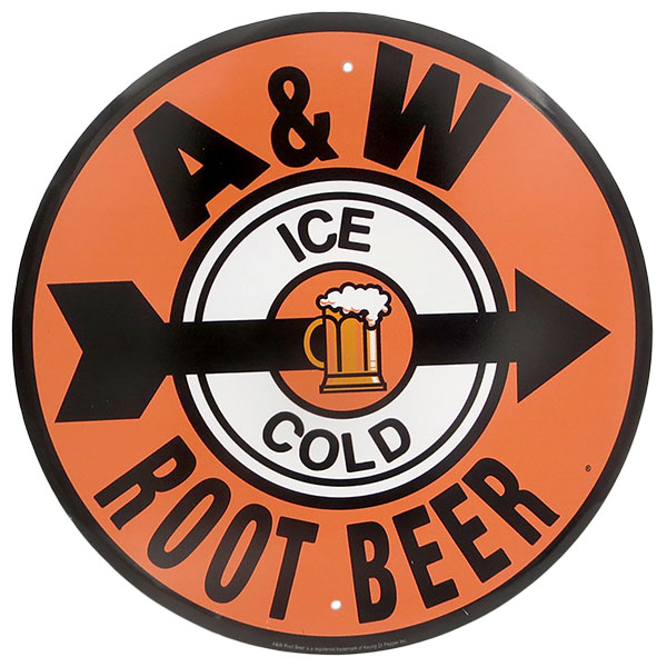 楽天市場】ラウンド ブリキ看板 エイアンドダブリュ ビール メタル