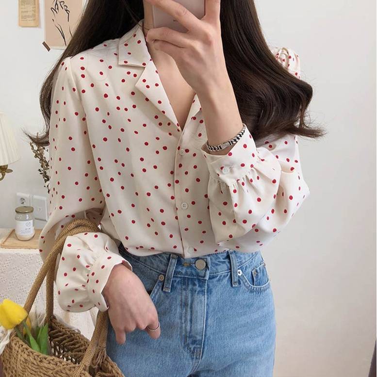 楽天市場】トップス シャツ ブラウス レディース 送料無料 水玉 ドット