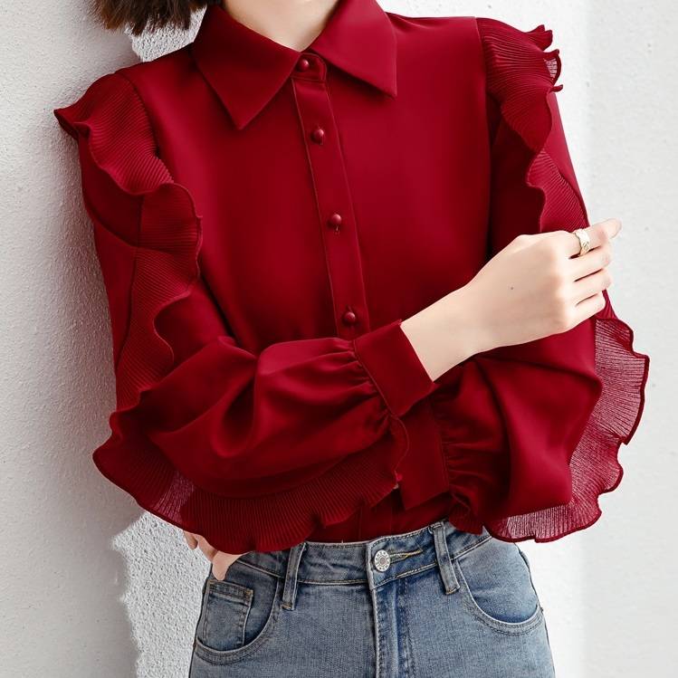 楽天市場】シフォン フリル トップス レディース 送料無料 長袖 シャツ