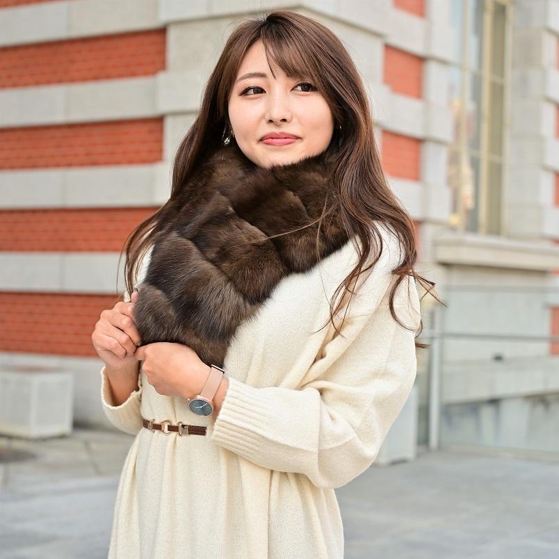 楽天市場】セーブル 大き目 サイズ マフラー ストール ブラウン 最高級