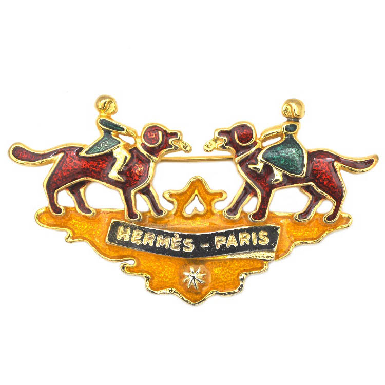 楽天市場】【送料無料】 エルメス ブローチ ゴールド 美品 少女 犬 GP