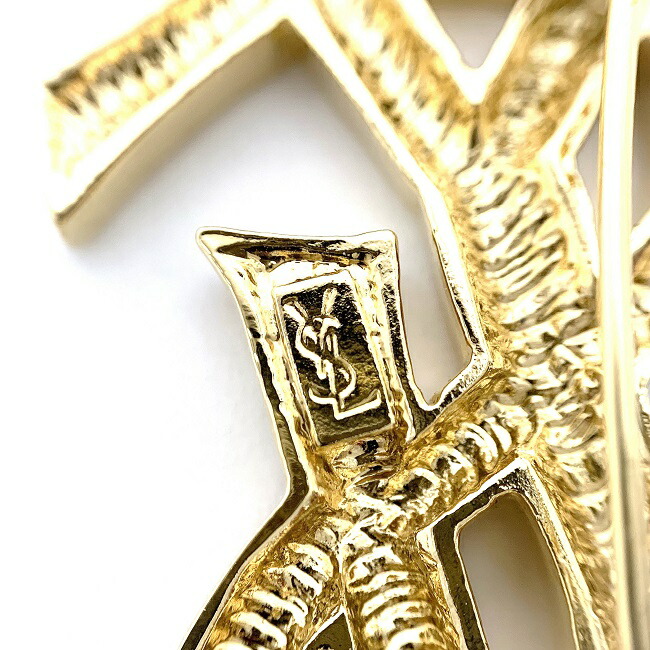 楽天市場】イヴサンローラン ブローチ ゴールド モノグラム YSL GP
