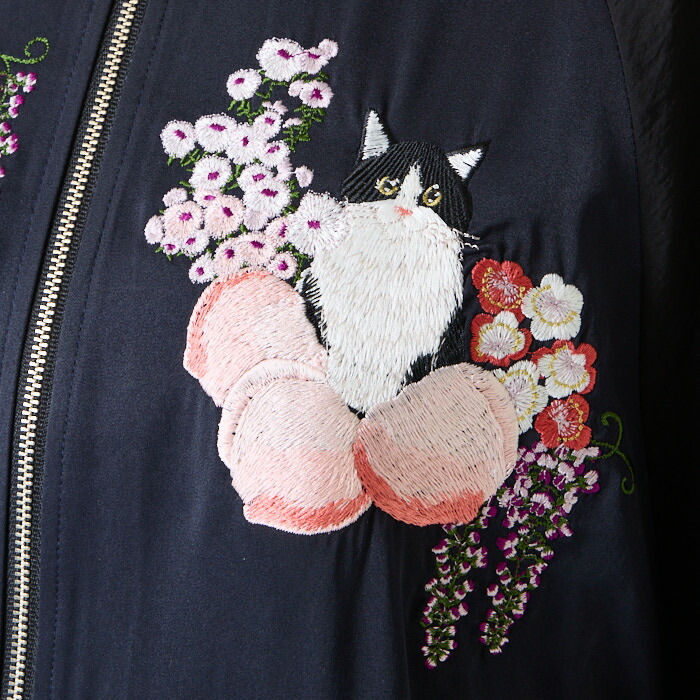 楽天市場】【ポイント2倍】【セール40%オフ】桃源郷 猫刺繍スカジャン