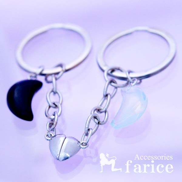 楽天市場】ペアキーホルダー 磁石でくっつく ミニハート モノトーン