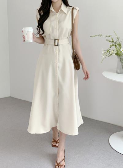 楽天市場】【取寄】ノースリーブワンピース ロング ベルト ウエスト