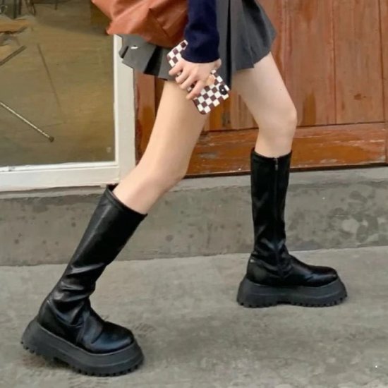 楽天市場】【取寄】ロングブーツ レディース 厚底ブーツ サイド