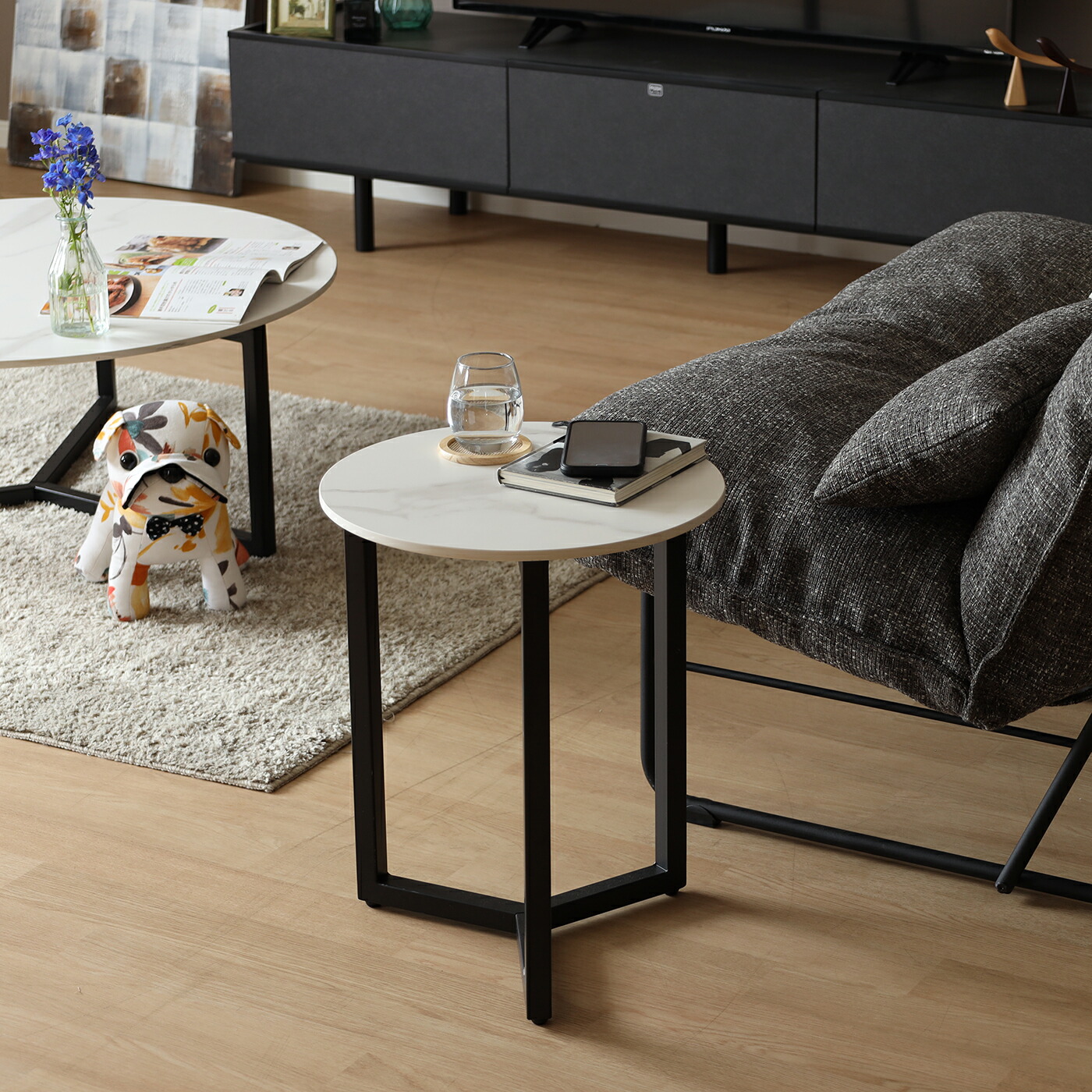 楽天市場】サイドテーブル セラミック コーヒーテーブル 幅40cm 白 丸