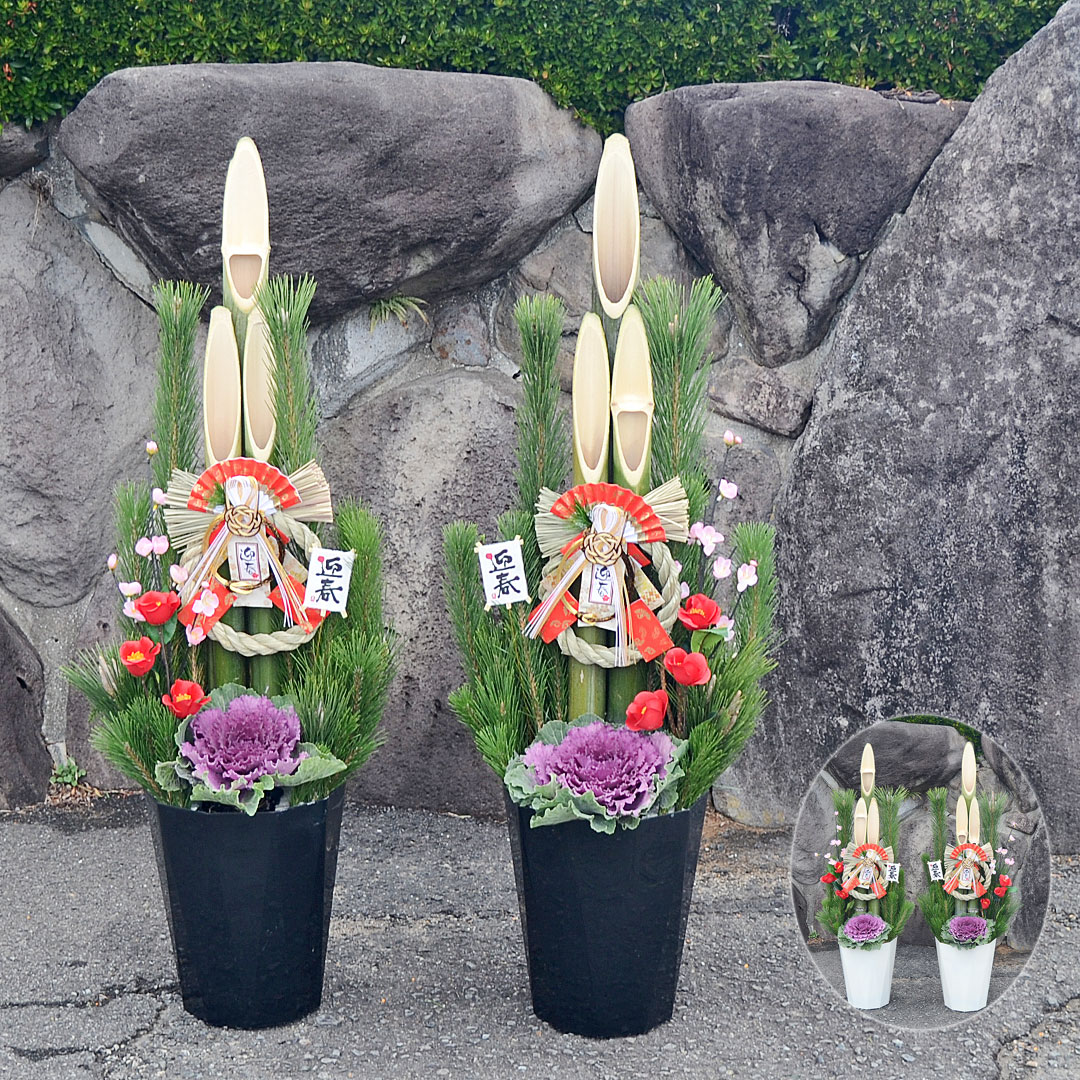 楽天市場】門松 一対 1.1m モダン ホワイト ブラック 手作り 大型 販売