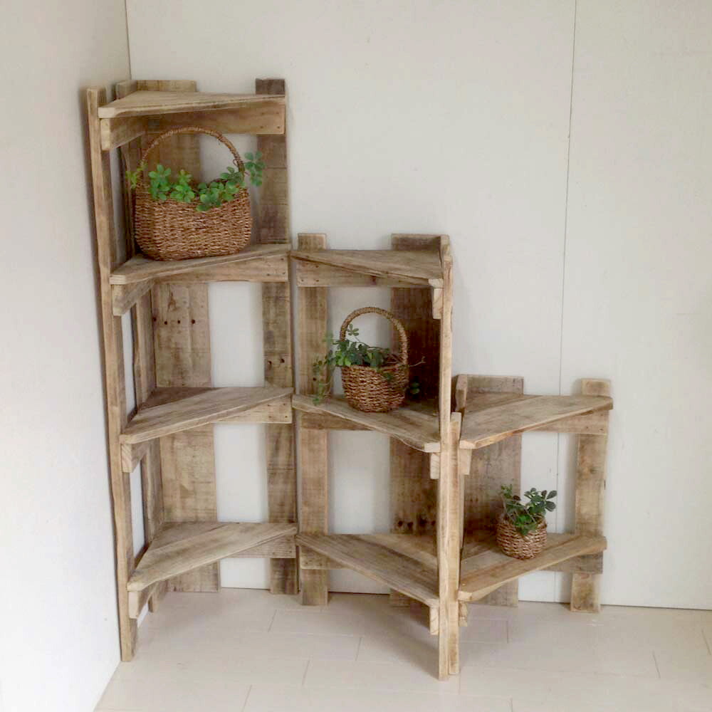 楽天市場】cafemoku コーナーシェルフ 4段 コーナーラック 木製 棚