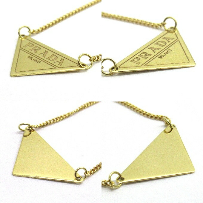 楽天市場】PRADA (プラダ) トライアングル ゴールドネックレス 1JC558